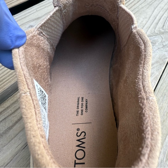 TOMS Suede Ankle Bootie Bryce Sneaker Flats Sand Slip On Rubber Outsole Natural - Picture 14 of 16
